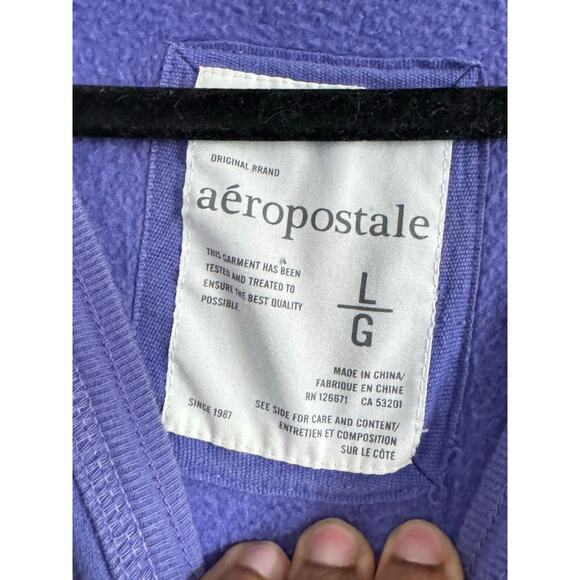 Aéropostale Y2K Purple Hoodie Sweatshirt Women’s Size Large Logo Sleeve - Picture 4 of 8
